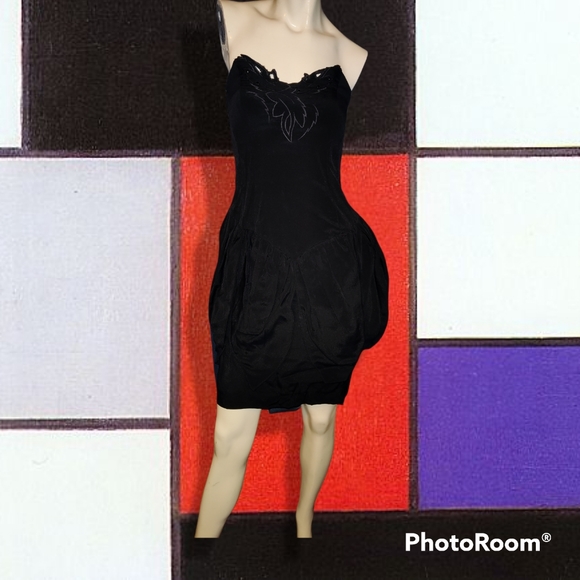 1980's Vintage Strapless Cocktail Dress - Picture 2 of 7